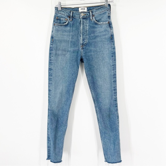 Agolde High Rise Slim Jeans Button Fly Raw Hem - Picture 1 of 10